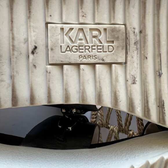 Karl Lagerfeld Paris Slip On Black Leather Sandals, Meslay, Size 8, EUC! - Picture 13 of 14